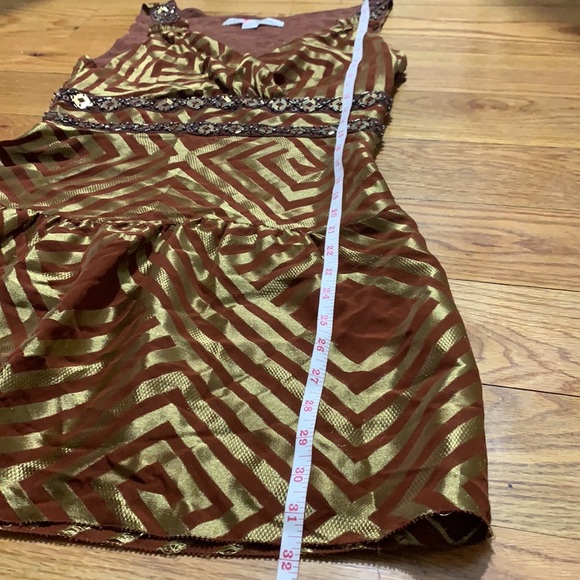 Diane von Furstenberg Brown Beaded Print Night Out Dress - Picture 11 of 11